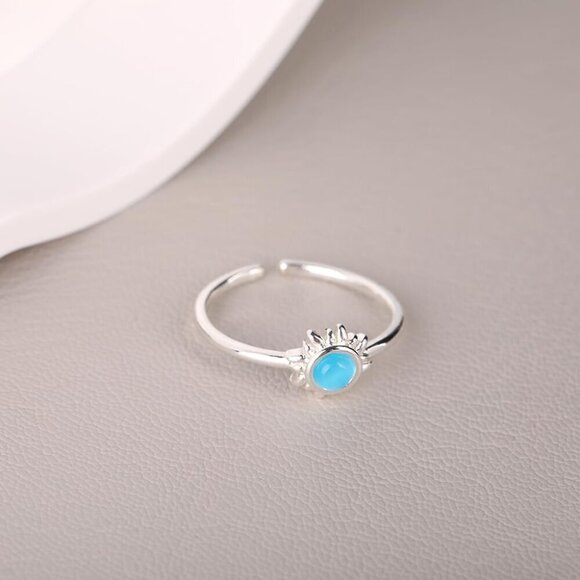 💫 Frhdjs Vintage Sterling Women Silver Adjustable 18K Plated Sun Set Punk Ring - Picture 8 of 9